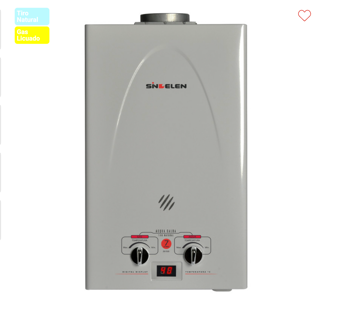 Calefont 7 Litros Gas Licuado • Tiro natural CFN-7GLSI